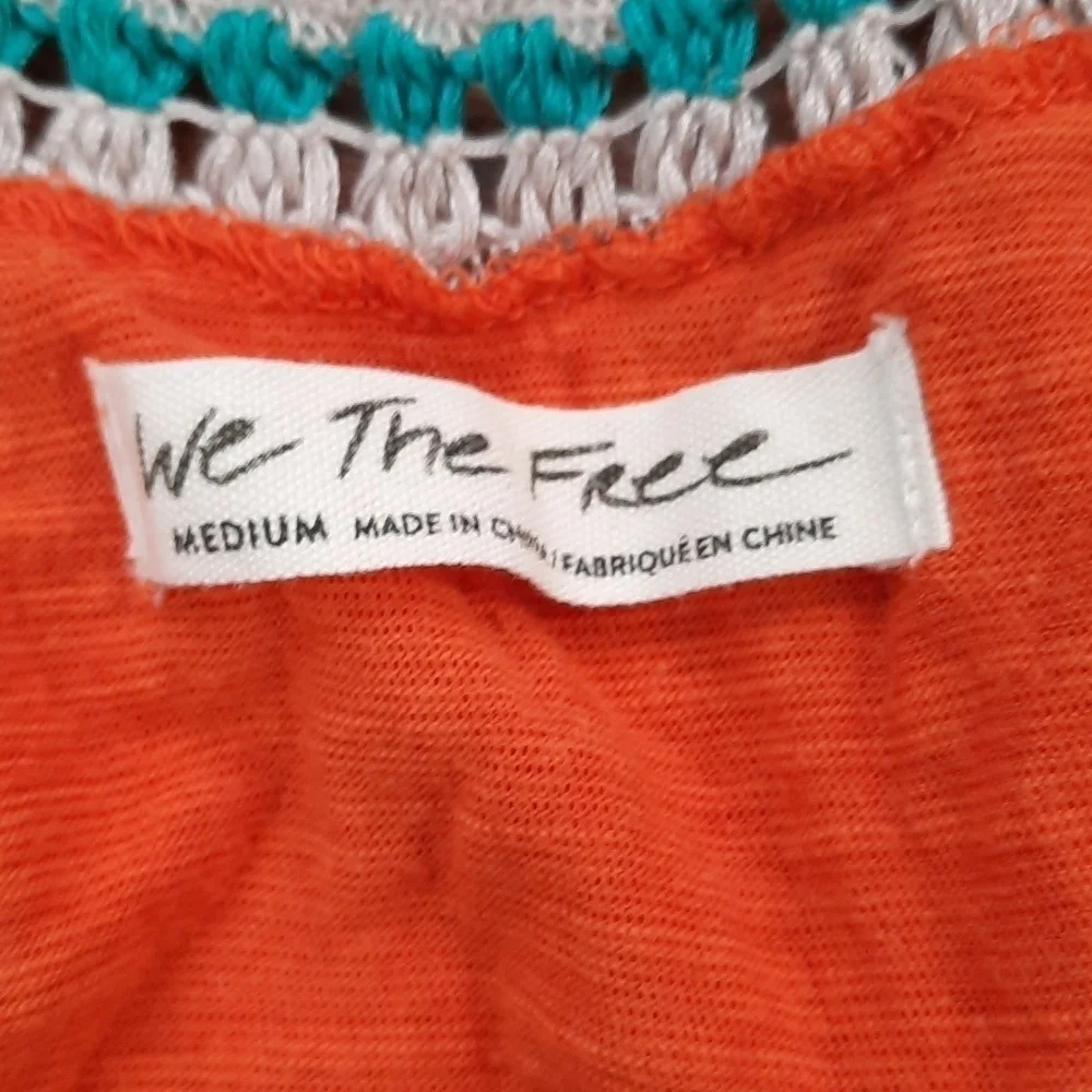 Free People Coral We The Free Bora Bora Crochet Trim RacerTank Top - Picture 2 of 5